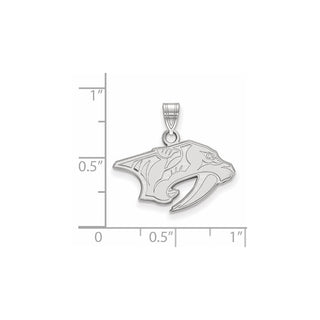 Sterling Silver Rhodium-plated NHL LogoArt Nashville Predators Small Pendant