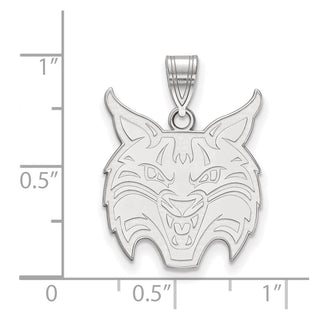Sterling Silver Rhodium-plated LogoArt Quinnipiac University Bobcat Large Pendant