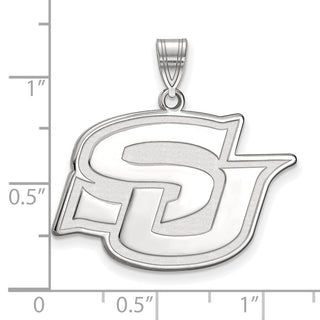 Sterling Silver Rhodium-plated LogoArt Southern University Jaguars Large Pendant
