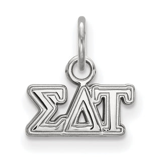 Sterling Silver Rhodium-plated LogoArt Sigma Delta Tau Sorority Greek Letters Extra Small Pendant
