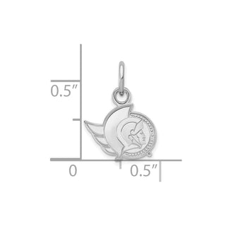 Sterling Silver Rhodium-plated NHL LogoArt Ottawa Senators Extra Small Pendant