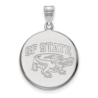 10k White Gold LogoArt San Francisco State University Large Disc Pendant