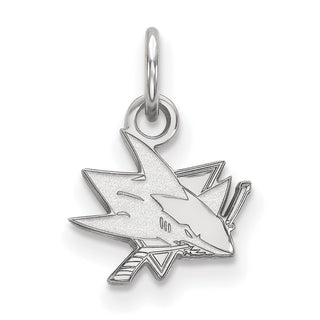 Sterling Silver Rhodium-plated NHL LogoArt San Jose Sharks Extra Small Pendant