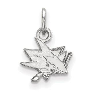 Sterling Silver Rhodium-plated NHL LogoArt San Jose Sharks Extra Small Pendant