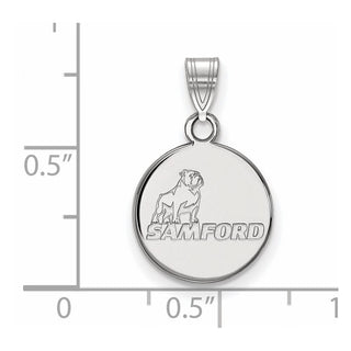 Sterling Silver Rhodium-plated LogoArt Samford University Small Disc Pendant