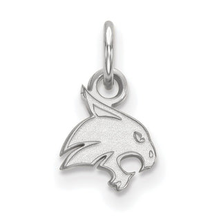 Sterling Silver Rhodium-plated LogoArt Texas State University Bobcat Extra Small Pendant