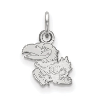 Sterling Silver Rhodium-plated LogoArt University of Kansas Jayhawk Extra Small Pendant SS001UKS