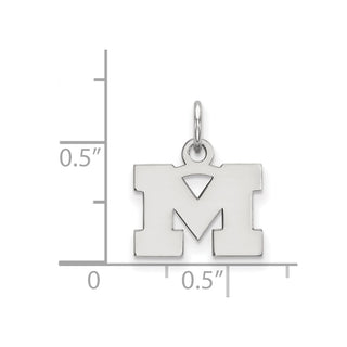10k White Gold LogoArt University of Michigan Letter M Extra Small Pendant