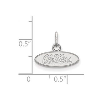 14k White Gold LogoArt University of Mississippi Ole Miss Extra Small Oval Pendant