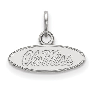 Sterling Silver Rhodium-plated LogoArt University of Mississippi Ole Miss Extra Small Oval Pendant