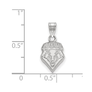 Sterling Silver Rhodium-plated LogoArt University of New Mexico Lobos Small Pendant