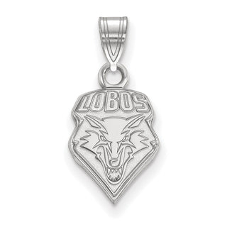 Sterling Silver Rhodium-plated LogoArt University of New Mexico Lobos Small Pendant