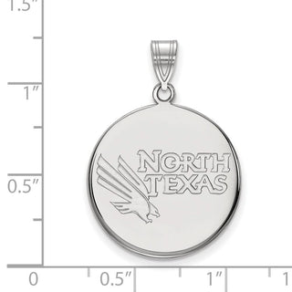 Sterling Silver Rhodium-plated LogoArt University of North Texas Large Disc Pendant