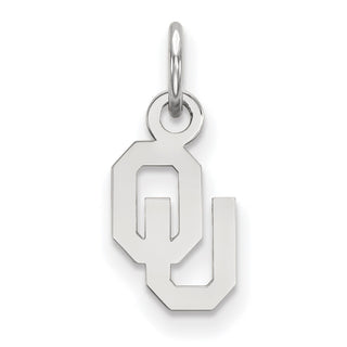 Sterling Silver Rhodium-plated LogoArt University of Oklahoma O-U Extra Small Pendant