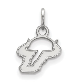 Sterling Silver Rhodium-plated LogoArt University of South Florida Bull Extra Small Pendant