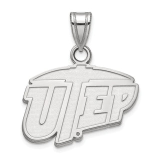 14k White Gold LogoArt University of Texas at El Paso Small Pendant