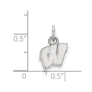 14k White Gold LogoArt University of Wisconsin Letter W Extra Small Pendant