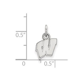 14k White Gold LogoArt University of Wisconsin Letter W Extra Small Pendant