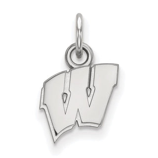 14k White Gold LogoArt University of Wisconsin Letter W Extra Small Pendant