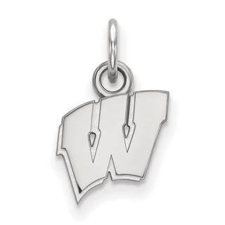 14k White Gold LogoArt University of Wisconsin Letter W Extra Small Pendant
