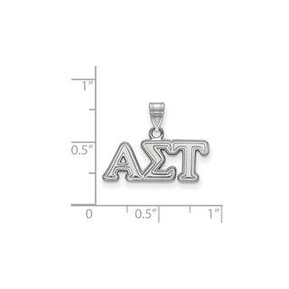 Sterling Silver Rhodium-plated LogoArt Alpha Sigma Tau Sorority Greek Letters Small Pendant