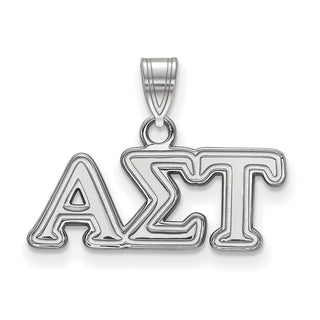Sterling Silver Rhodium-plated LogoArt Alpha Sigma Tau Sorority Greek Letters Small Pendant