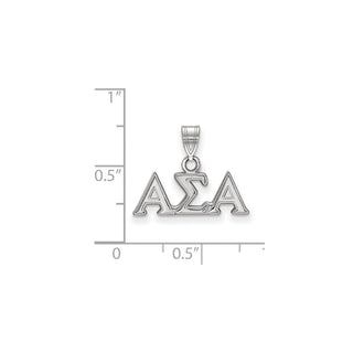 Sterling Silver Rhodium-plated LogoArt Alpha Sigma Alpha Sorority Greek Letters Small Pendant