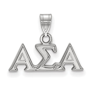 Sterling Silver Rhodium-plated LogoArt Alpha Sigma Alpha Sorority Greek Letters Small Pendant