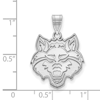 14k White Gold LogoArt Arkansas State University Wolf Large Pendant