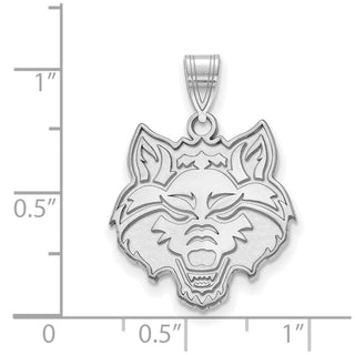 14k White Gold LogoArt Arkansas State University Wolf Large Pendant