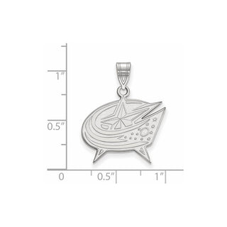 10k White Gold NHL LogoArt Columbus Blue Jackets Large Pendant