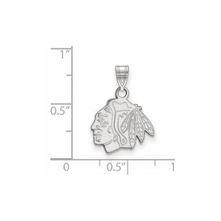 Sterling Silver Rhodium-plated NHL LogoArt Chicago Blackhawks Small Pendant