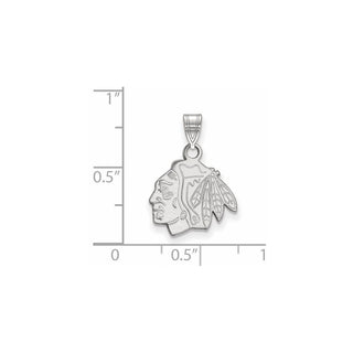 10k White Gold NHL LogoArt Chicago Blackhawks Small Pendant