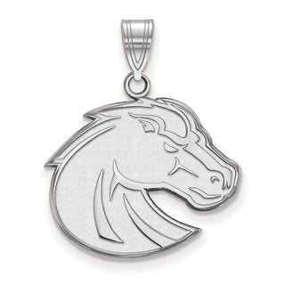 Sterling Silver Rhodium-plated LogoArt Boise State University Bronco Large Pendant