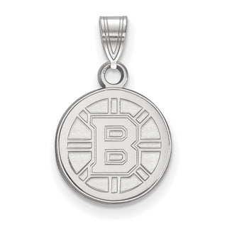 Sterling Silver Rhodium-plated NHL LogoArt Boston Bruins Small Pendant SS002BRI