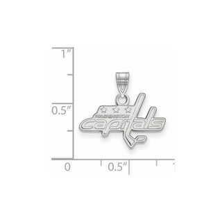 Sterling Silver Rhodium-plated NHL LogoArt Washington Capitals Small Pendant