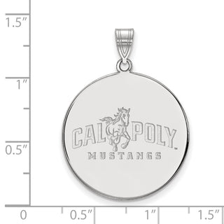 Sterling Silver Rhodium-plated LogoArt California Polytechnic State University Mustangs Extra Large Disc Pendant