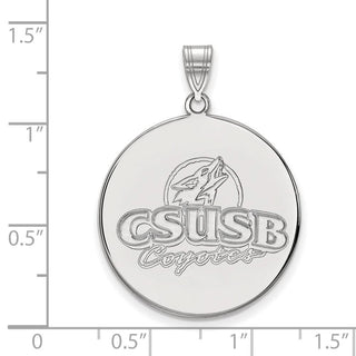 Sterling Silver Rhodium-plated LogoArt California State University San Bernardino Coyotes Extra Large Disc Pendant