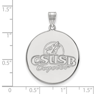 14k White Gold LogoArt California State University San Bernardino Coyotes Extra Large Disc Pendant