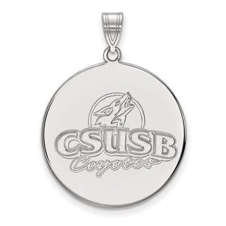 Sterling Silver Rhodium-plated LogoArt California State University San Bernardino Coyotes Extra Large Disc Pendant