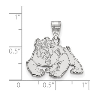 Sterling Silver Rhodium-plated LogoArt California State University Fresno Bulldog Medium Pendant