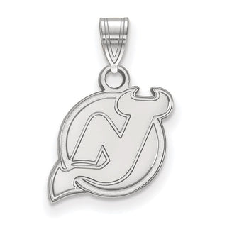10k White Gold NHL LogoArt New Jersey Devils Small Pendant