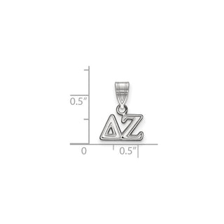 Sterling Silver Rhodium-plated LogoArt Delta Zeta Sorority Greek Letters Small Pendant