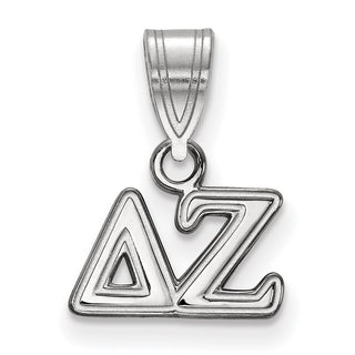 Sterling Silver Rhodium-plated LogoArt Delta Zeta Sorority Greek Letters Small Pendant