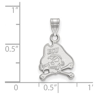 Sterling Silver Rhodium-plated LogoArt East Carolina University Pirate Small Pendant SS002ECU