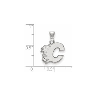 10k White Gold NHL LogoArt Calgary Flames Letter C Small Pendant