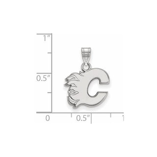 10k White Gold NHL LogoArt Calgary Flames Letter C Small Pendant