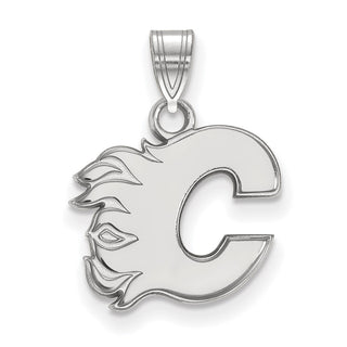 14k White Gold NHL LogoArt Calgary Flames Letter C Small Pendant