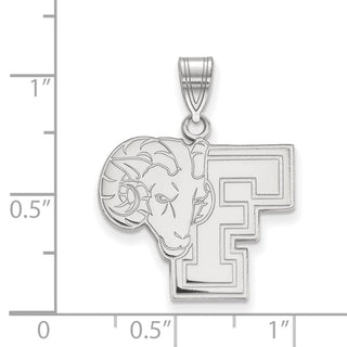 14k White Gold LogoArt Fordham University Ram Large Pendant