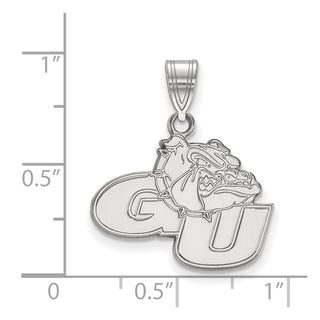 Sterling Silver Rhodium-plated LogoArt Gonzaga University G-U Bulldog Medium Pendant